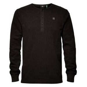 G-Star Raw Men’s 4 Button Front Henley Motac Grandad Dark Black Size Small NWT
